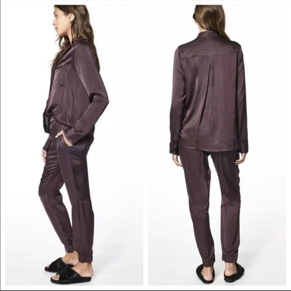 ✨ Young Fabulous & Broke Jensen Chocolate Brown Satin Jogger ✨ - Picture 2 of 7